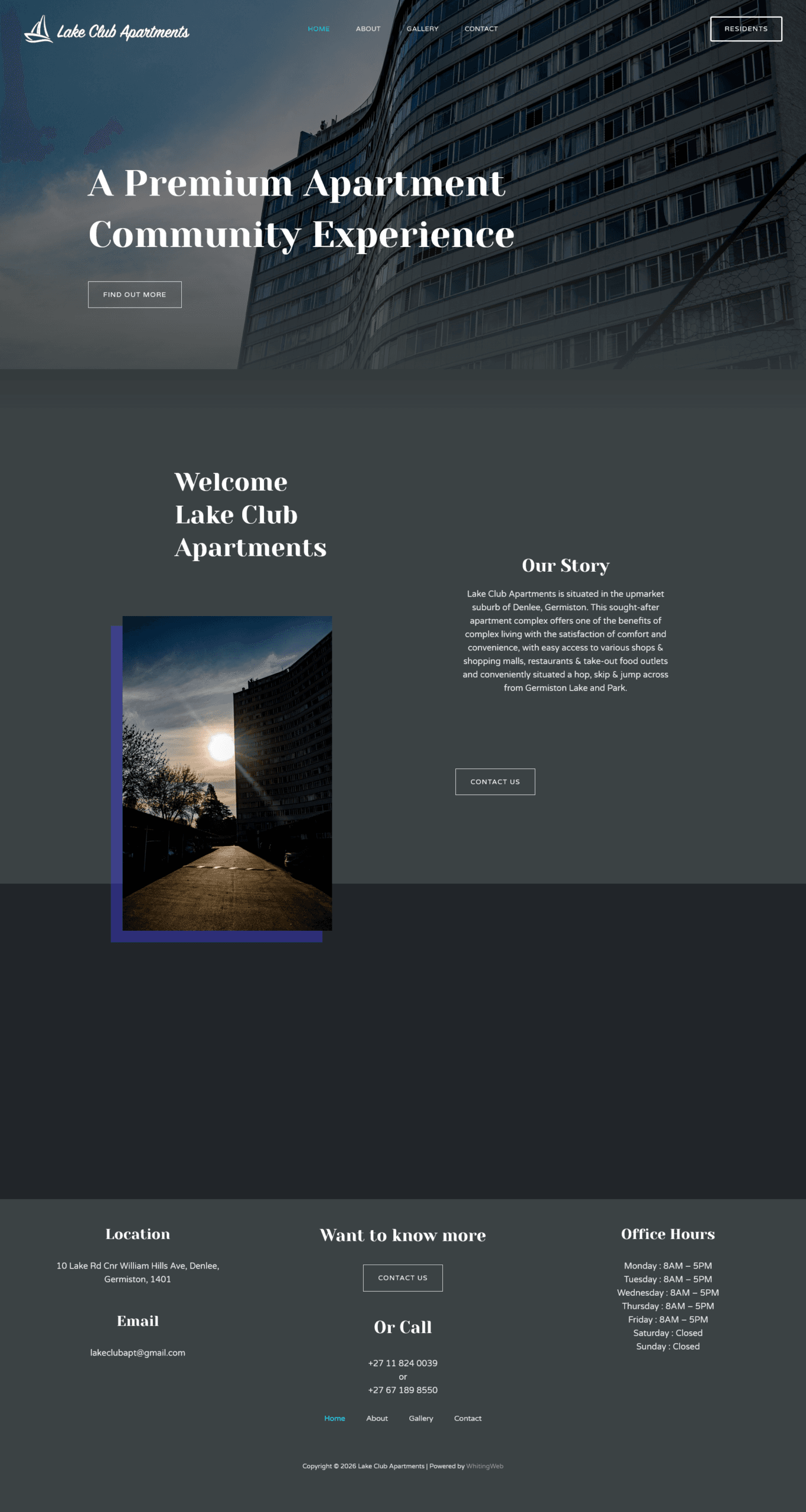 The Lake Club Apartments property website and residents portal homepage