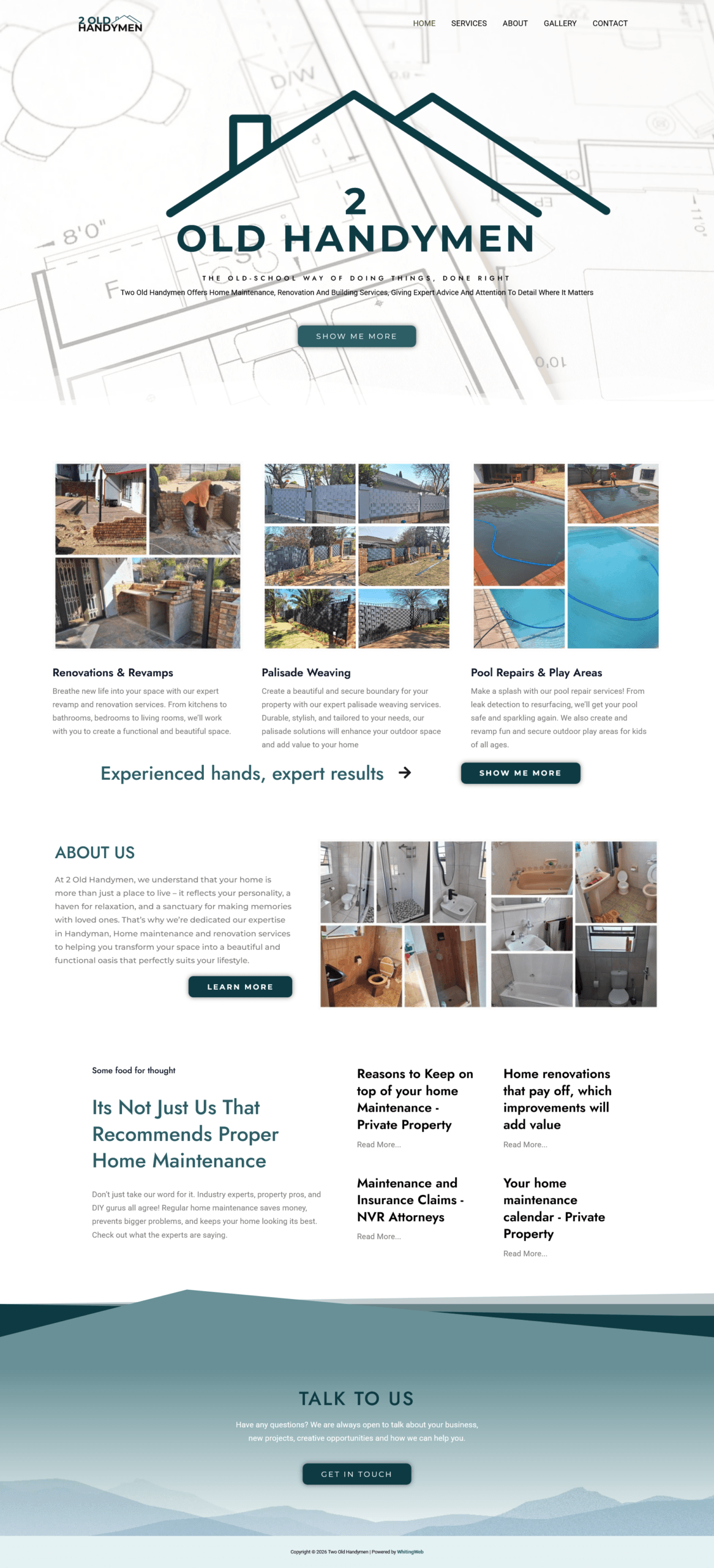 Two Old Handymen service business website homepage